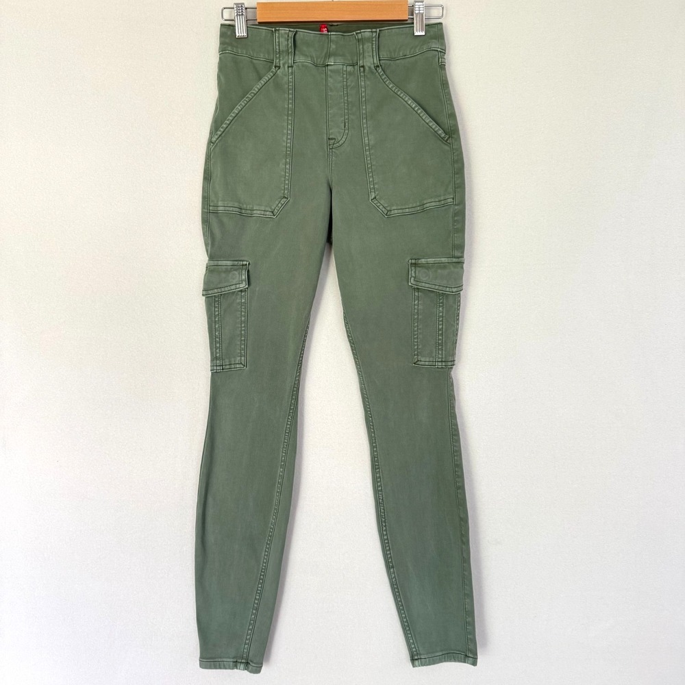 SPANX Women's Stretch Twill Ankle Cargo Pants Skinny Soft Sage‎ Green Medium